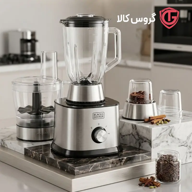 نمای غذاساز بلک اند کوکر BC-FP344 مجهز به تیغه استیل ضدزنگ و لوازم جانبی کامل در گروس کالا